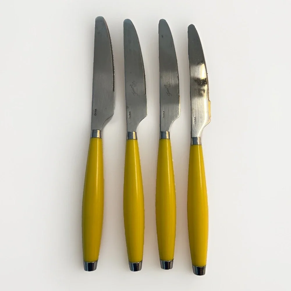 Fiesta Sunflower Yellow Flatware Set of 4 Dinner Knives‎ Stainless Steel